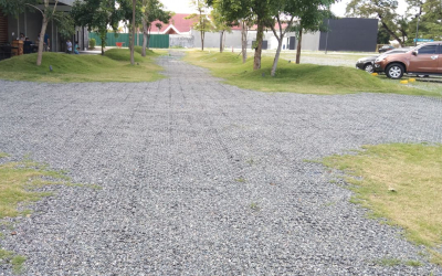 parking lot using gravel pavers